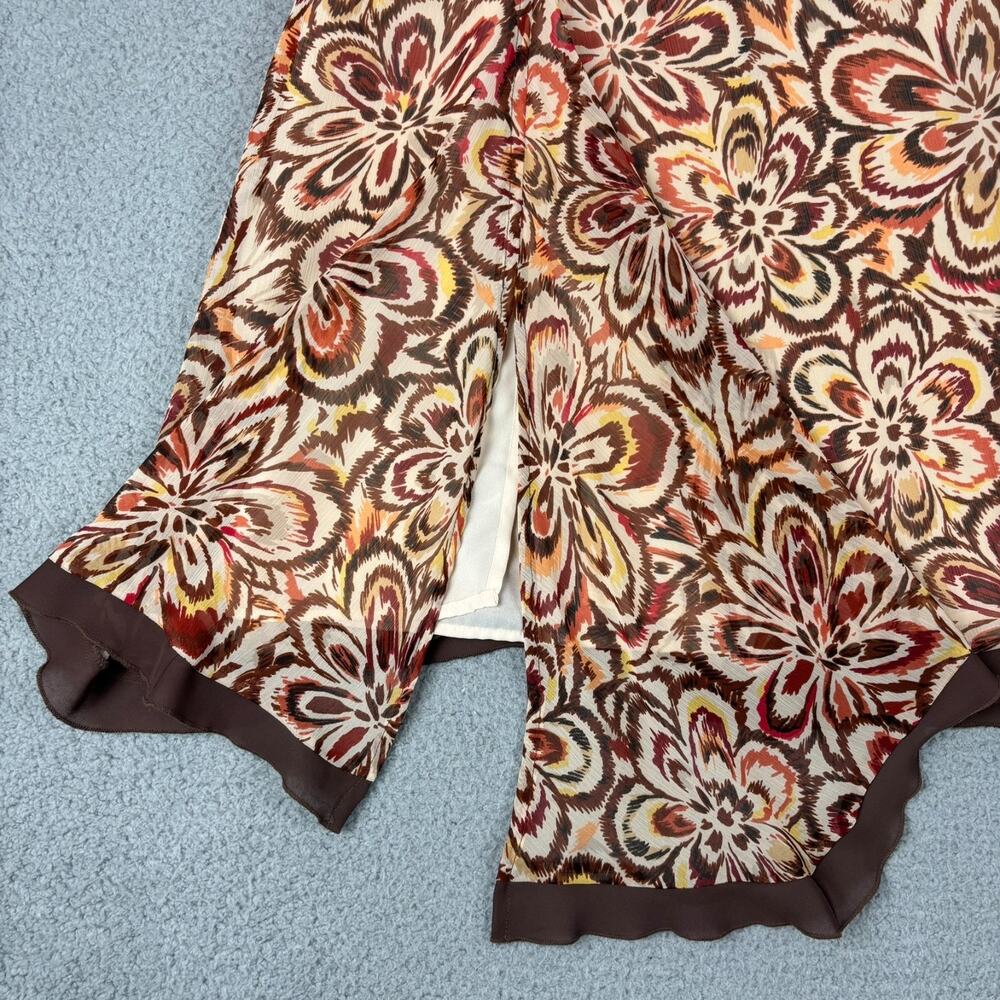 90s Sheer Skirt Sz 16 Boho Hippie Floral Flowy Midi Lined Slit Assymetrical - Picture 3 of 12